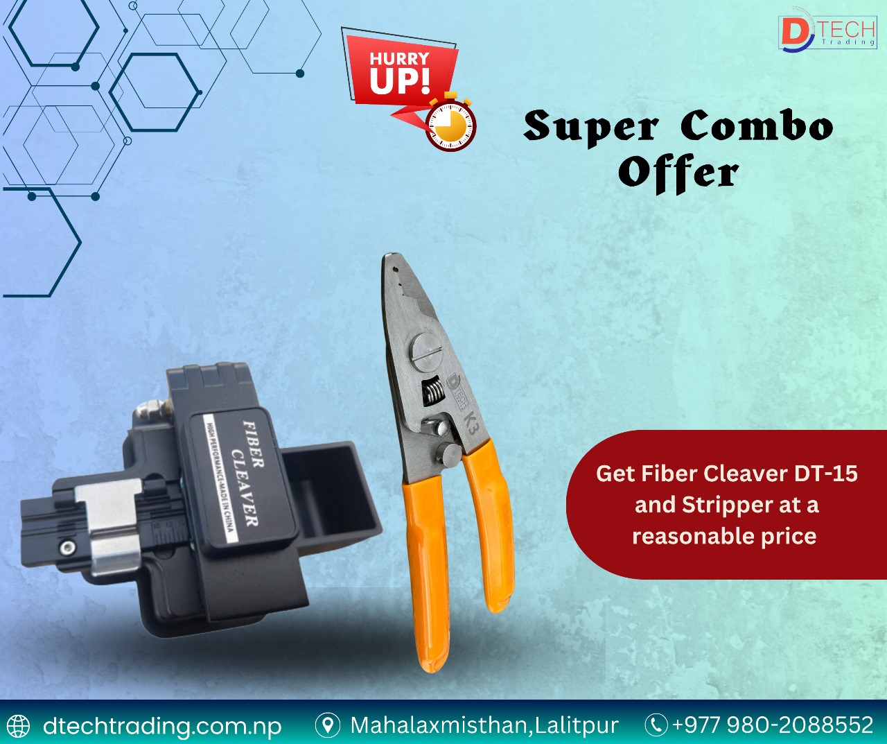 Fiber Cleaver DT-15 and Stripper K3 COMBO offer